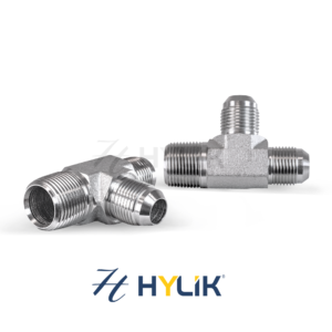 ADAPTADOR TEE MACHO FIXO UNF JIC 37° - LATERAL MACHO FIXO NPTF 30°